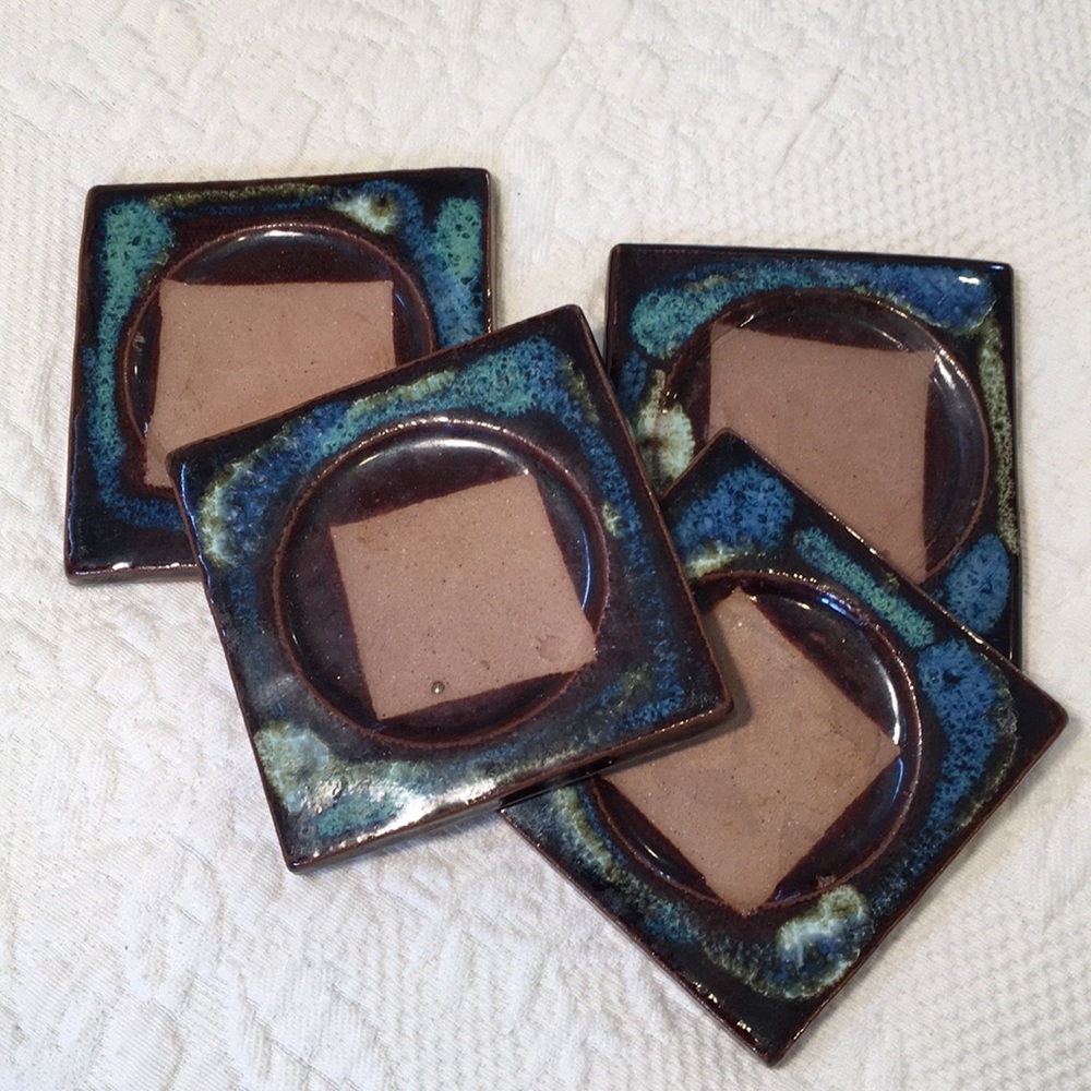 4 ceramic coasters Indigenous potteries Barbados